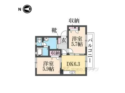 アーバヒルM(2DK/2階)の間取り写真