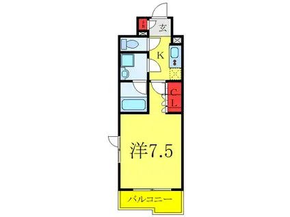 ルーブル新高島平(1K/7階)の間取り写真