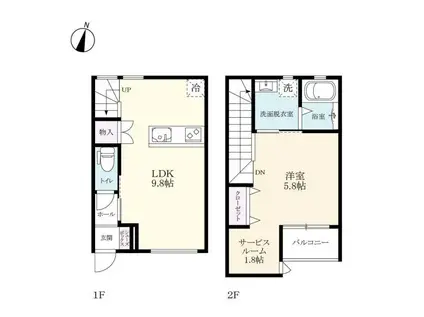 プレミアム牛津新町(1LDK/1階)の間取り写真