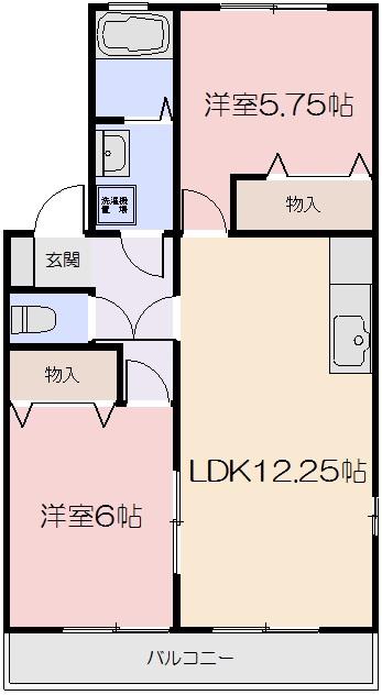 アヴニール福富(2LDK/1階)の間取り写真