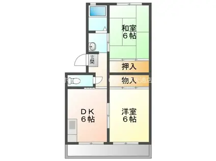 コーポにえ(2DK/2階)の間取り写真