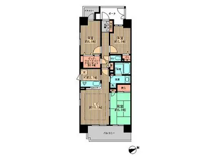 ECOLOGY浅草橋レジデンス (3SLDK/12階)の間取り写真