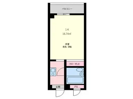 ドミール洋光台(ワンルーム/3階)の間取り写真