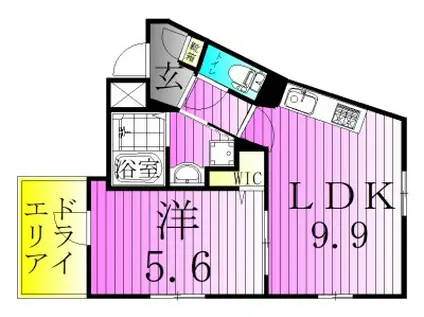 DIMORA北千住(1LDK/4階)の間取り写真