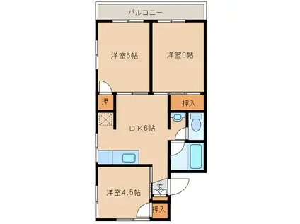 第三サンハイツエゾウ(3DK/2階)の間取り写真