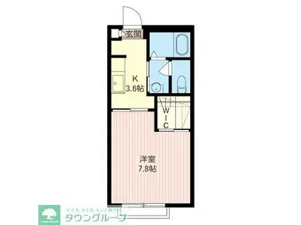 カサベリヤA(1K/2階)の間取り写真