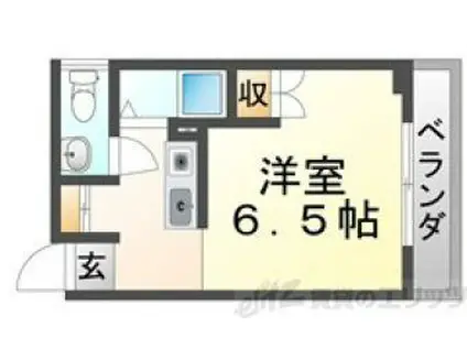 ウエストハイツII(1K/2階)の間取り写真