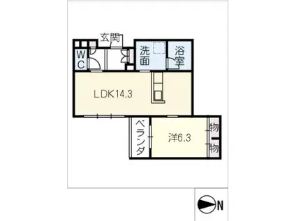リオリエント加納本町(1LDK/4階)の間取り写真