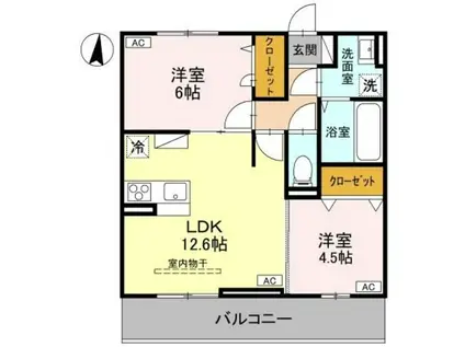 ユートリIII(2LDK/2階)の間取り写真