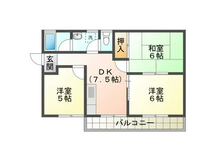 コーポ ラ・メール(3DK/2階)の間取り写真