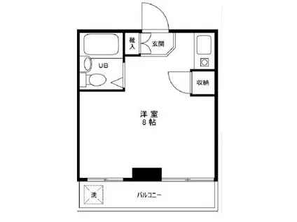ルームふじ(ワンルーム/3階)の間取り写真