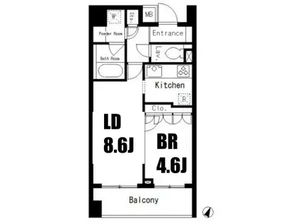 D.LARGO鶴見(1LDK/2階)の間取り写真
