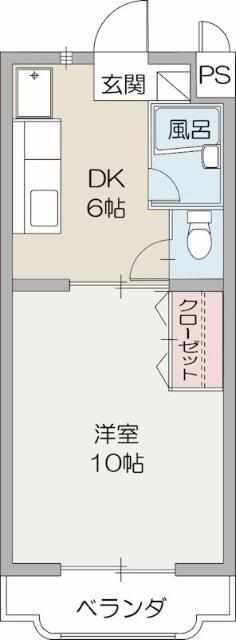 カーサカジマI(1DK/4階)の間取り写真