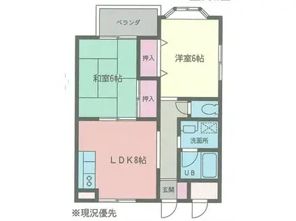 エスポワール光丘2(2DK/1階)の間取り写真