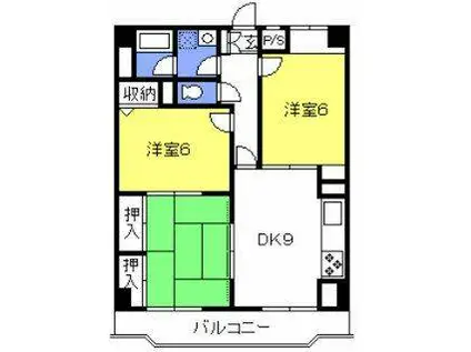 ピジョン田園(3DK/4階)の間取り写真