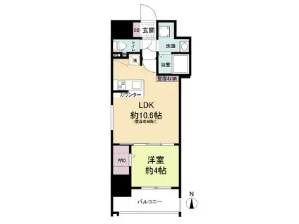 LADOUCEUR玉造(1LDK/3階)の間取り写真