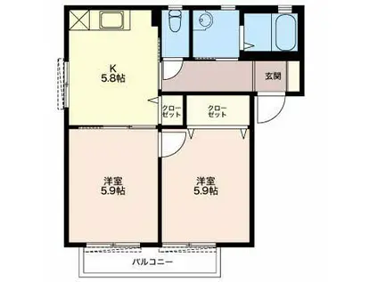 メゾンフォレスタ(2K/1階)の間取り写真