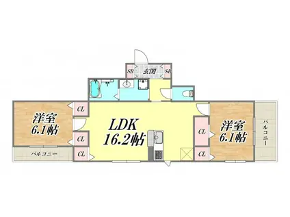 LA VIE BELLE 塚口(2LDK/3階)の間取り写真