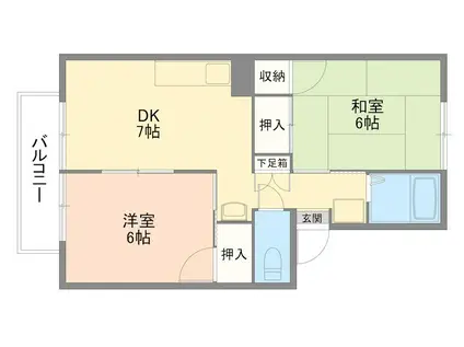 コーポセレクトB(2DK/2階)の間取り写真