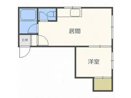 ティルー麻生東(1DK/2階)の間取り写真