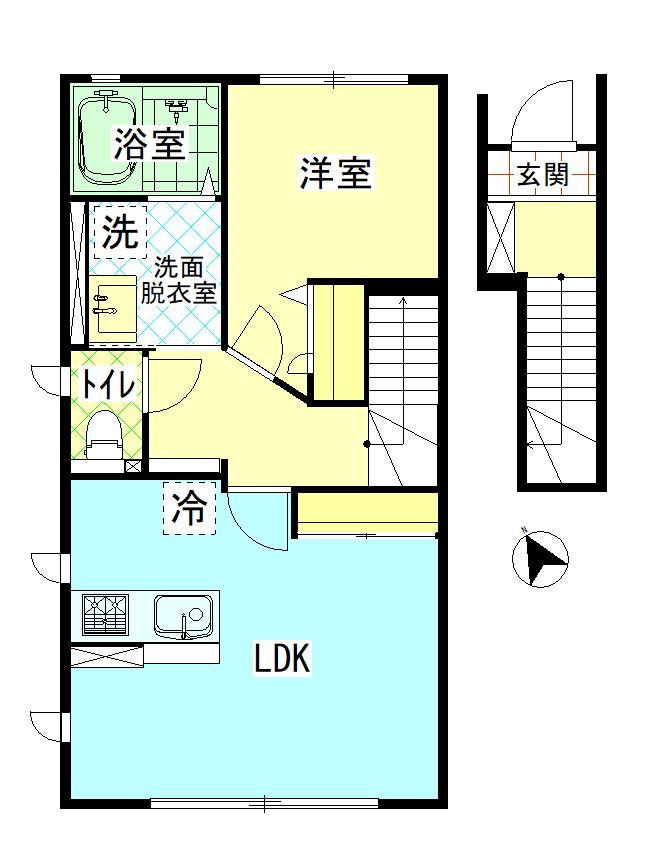 RIO平松(1LDK/2階)の間取り写真