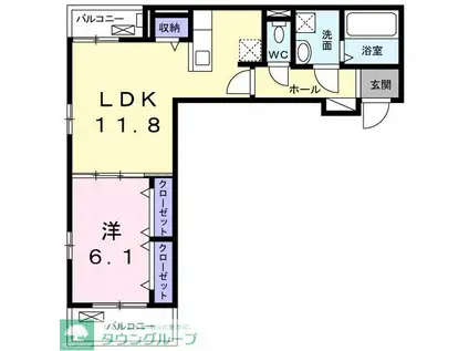 プレアデス(1LDK/2階)の間取り写真