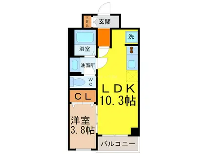フロリアードもとやま(1LDK/2階)の間取り写真