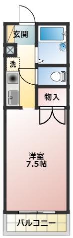 コスモス10(1K/2階)の間取り写真