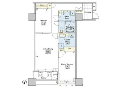 レジディアタワー上池袋(2LDK/13階)の間取り写真
