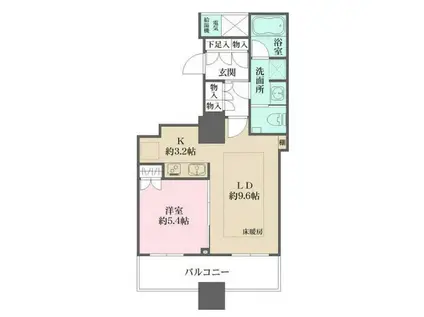 ザ・パークハウス西新宿タワー60(1LDK/6階)の間取り写真