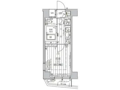 ル・リオン代々木(1K/2階)の間取り写真