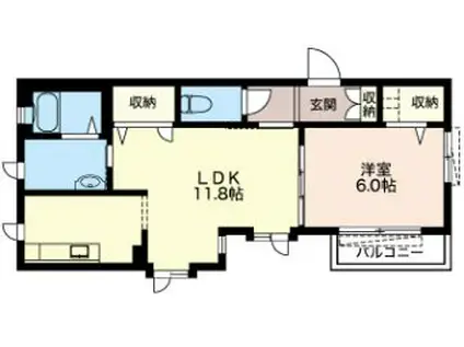 ビューラー上高田(1LDK/1階)の間取り写真