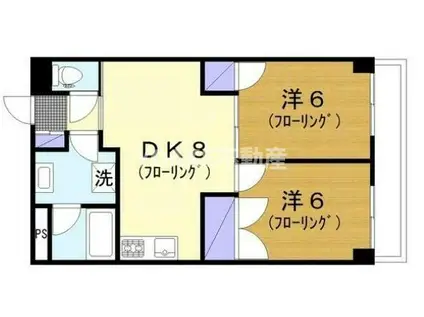 サウスウインド(2DK/3階)の間取り写真