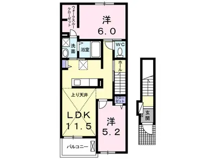 ビオーレ御幸(2LDK/2階)の間取り写真