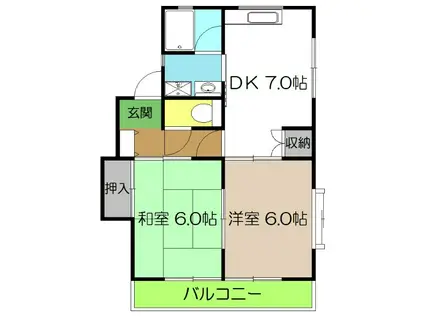 グレースハウス(2DK/1階)の間取り写真