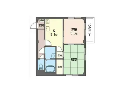 プライムハイツ(2K/1階)の間取り写真