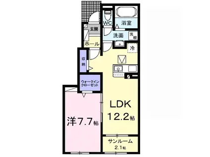 ホーホ ブリュッケ I(1LDK/1階)の間取り写真
