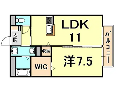 フレッツァ西宮堤町(1LDK/1階)の間取り写真