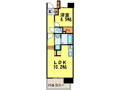 KDX清水レジデンス(1LDK/3階)の間取り写真