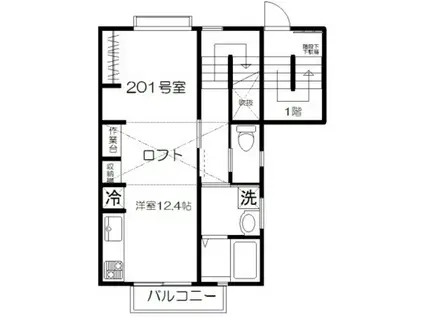 パレスのばらV(ワンルーム/2階)の間取り写真