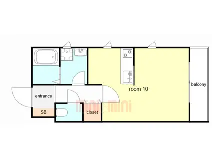 サンビルダープラス高羽ガーデン(ワンルーム/1階)の間取り写真