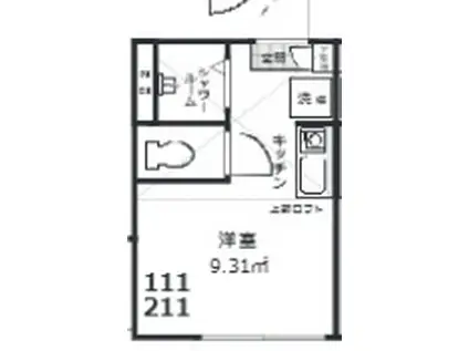 FITZROY千住(ワンルーム/1階)の間取り写真