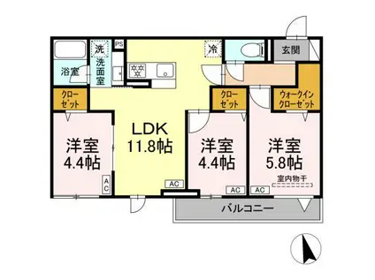 セレスティア東葛西 VI(3LDK/3階)の間取り写真
