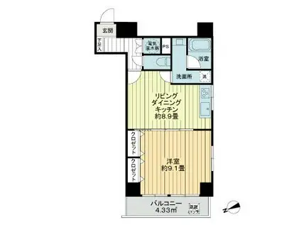 ライオンズマンション蒲田(1LDK/4階)の間取り写真