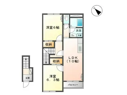 ステイブル(2LDK/2階)の間取り写真