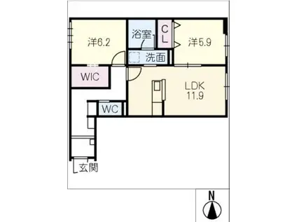 アルカディアSOU(2LDK/1階)の間取り写真
