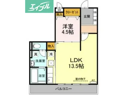 エスポワール青江(1LDK/1階)の間取り写真