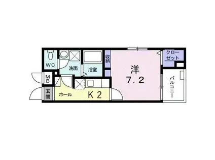 ポスト・プリート II(1K/1階)の間取り写真