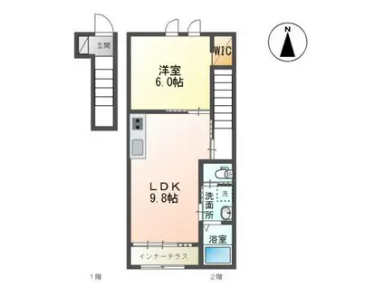 アヴェルラ(1LDK/2階)の間取り写真