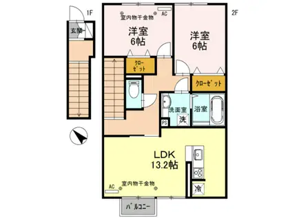 CASA BRUNO(2LDK/2階)の間取り写真